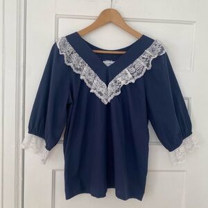 Vintage cowgirl prairie square dancing lace trimmed blouse